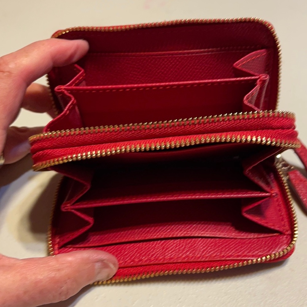 Red Leather Accordion Credit Card Money Holder